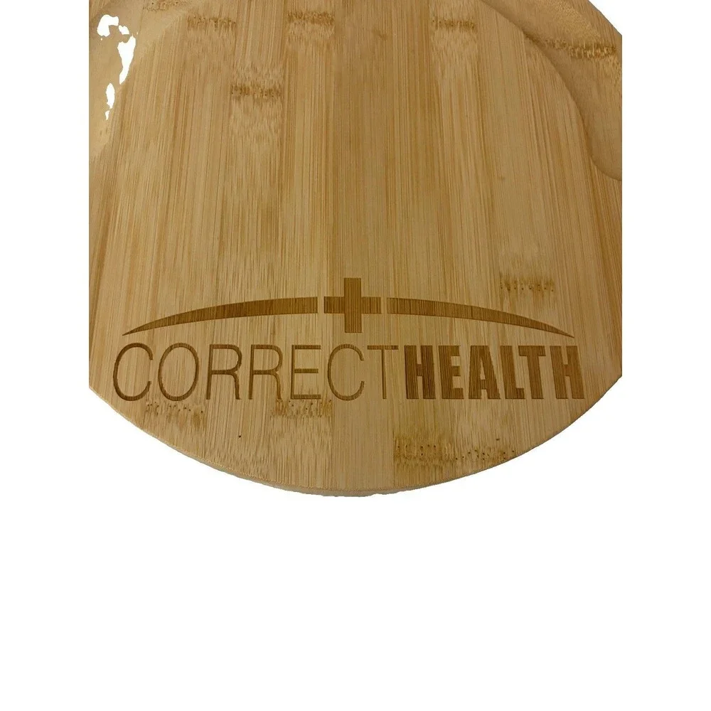 Correct Health Bamboo Charcuterie Cheese Board Set 6 Knives Round 12”